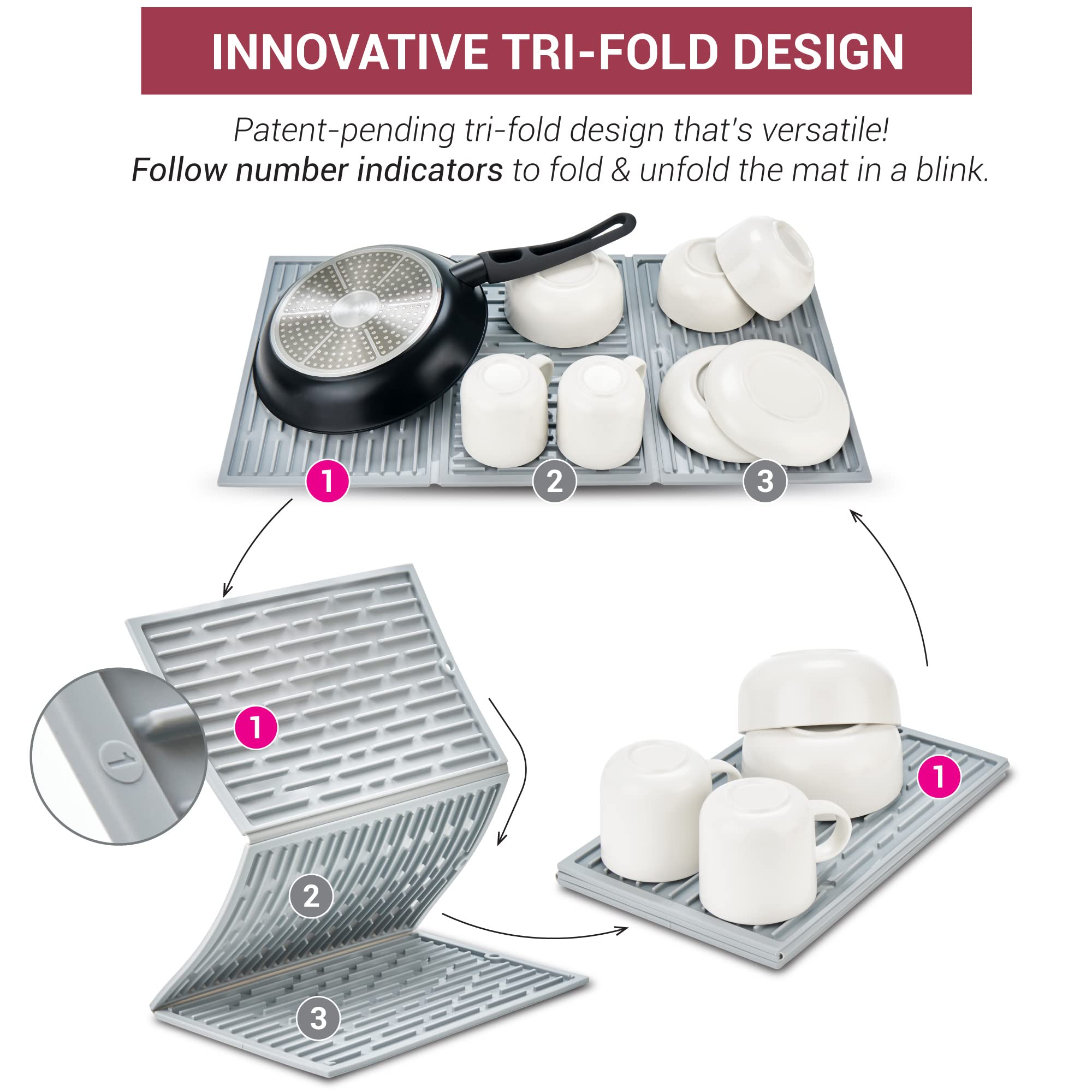 Tấm Úp Ráo Nước Ly, Chén, Tách Gấp Gọn PLATINUM SILICONE