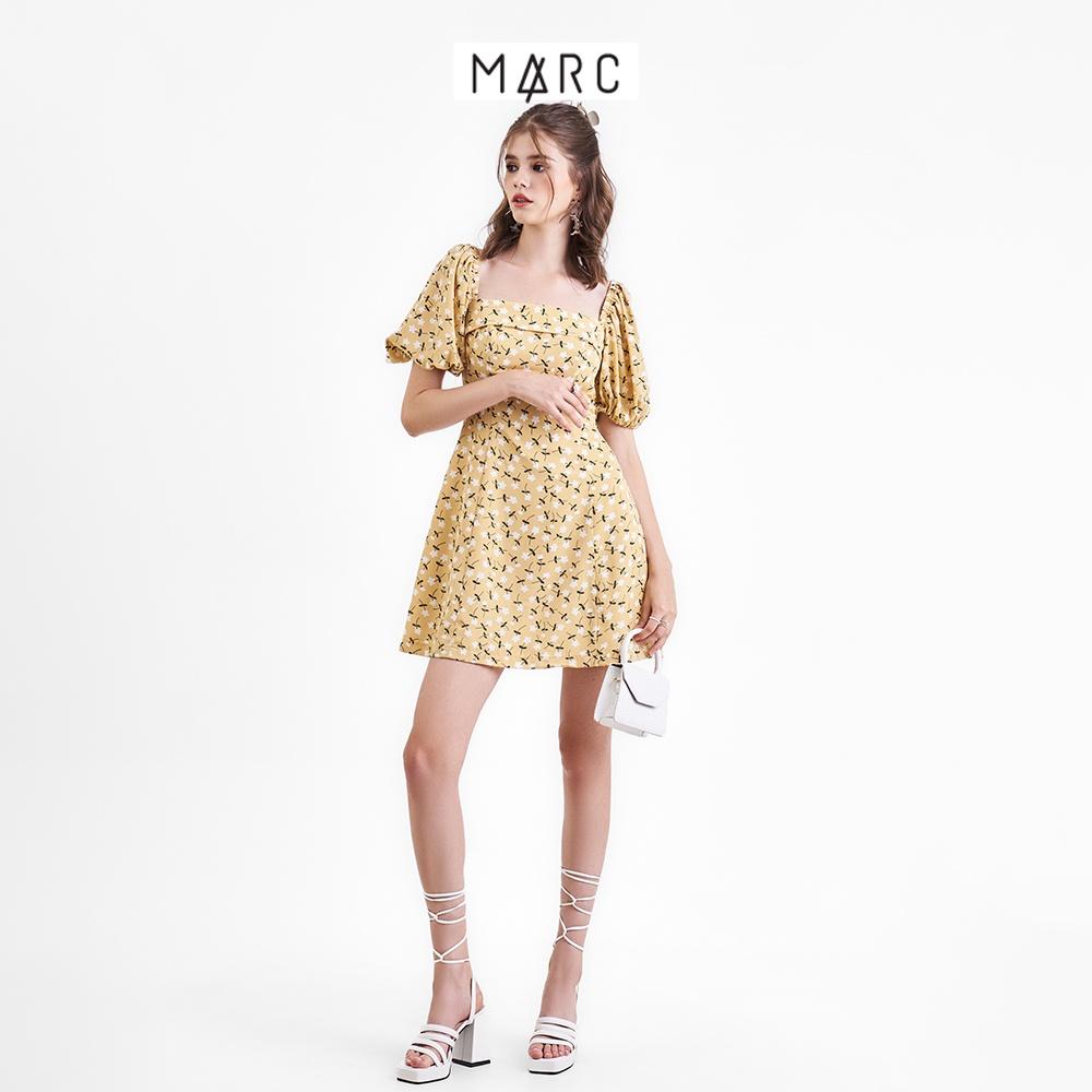 Đầm mini nữ MARC FASHION form A cổ vuông tay phồng nhún thun CBSH100922