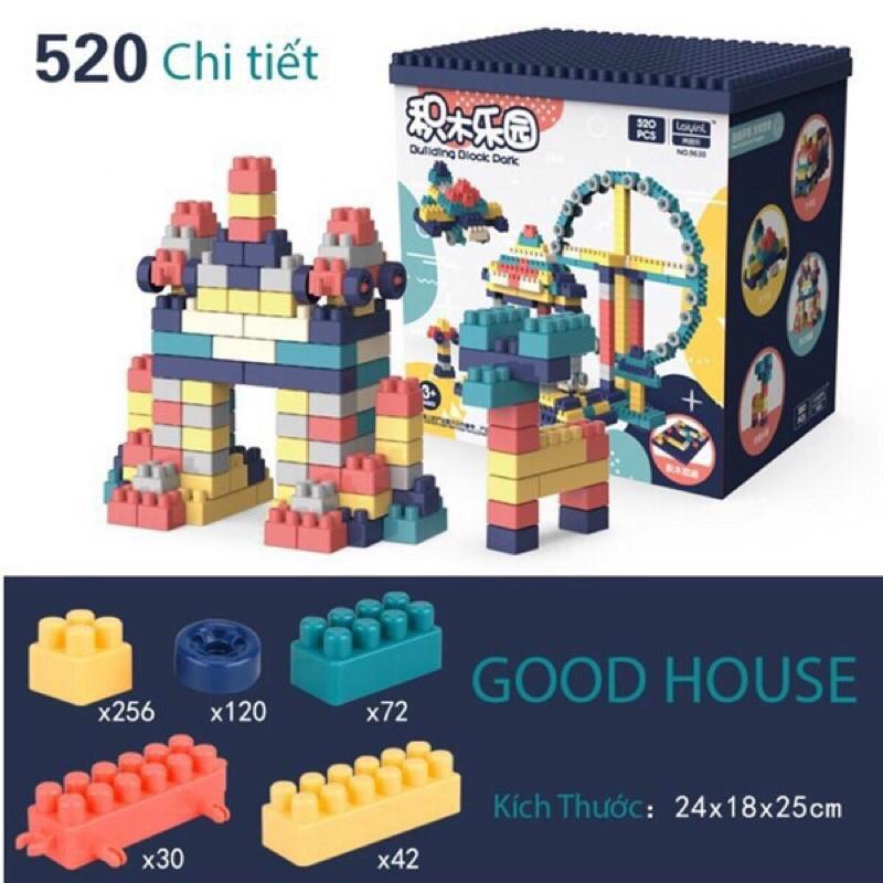 Bộ Lego 520 Chi Tiết Ghép Hình Siêu Trí Tuệ Sáng Tạo Cho Bé Nhựa ABS