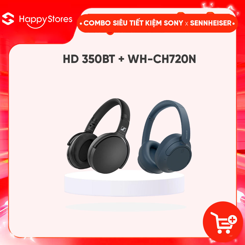 COMBO Tai nghe không dây chống ồn SONY WH-CH720N và Tai nghe chụp tai chống ồn SENNHEISER HD 350BT - Hàng chính hãng