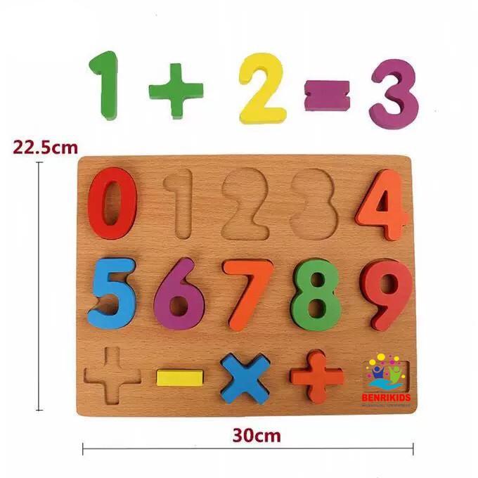 Đồ chơi Bảng Số 0-9 Và Phép Tính Bằng Gỗ - Đồ Chơi Gỗ Thông Minh Cho Bé - Bảng Chữ Cái Cho Bé