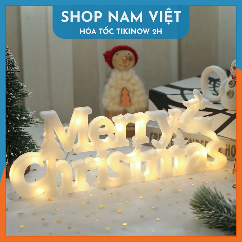 Đèn LED Chữ Merry Christmas Treo Cây Thông, Trang Trí Giáng Sinh, Noel - Chính Hãng NAVIVU