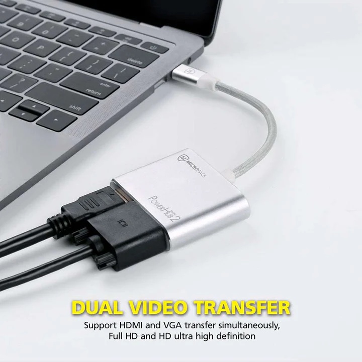 Hub 4 cổng USB-C MicroPack Digital AV Multiport Adapter - MDC-4V - Bạc - Hàng Chính Hãng