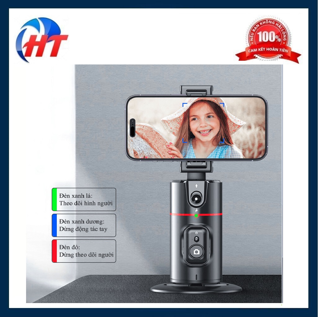 Giá đỡ điện thoại P02 thông minh AI tự động xoay 360° theo dõi khuôn mặt có remote -HT