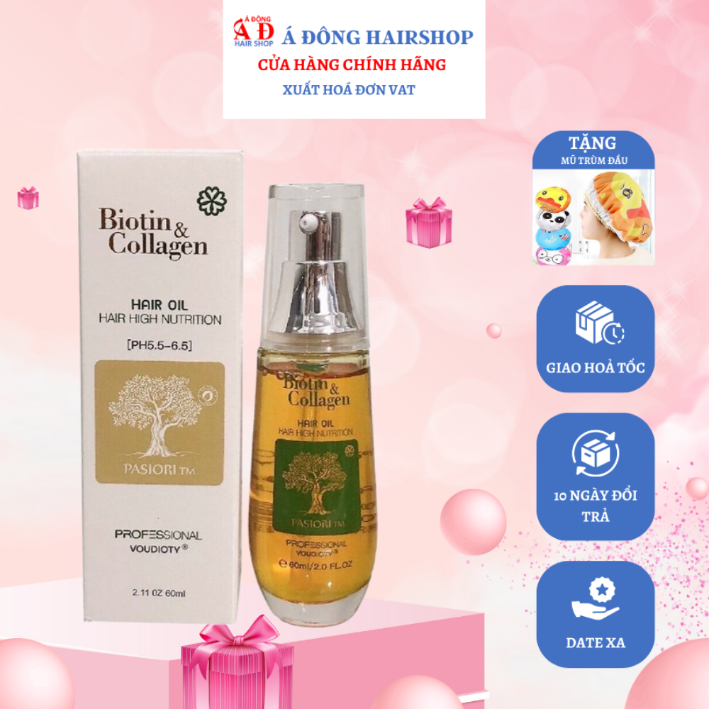 TINH DẦU DƯỠNG TÓC BIOTIN & COLLAGEN NEW VOUDIOTY PASIORI TM 60ML