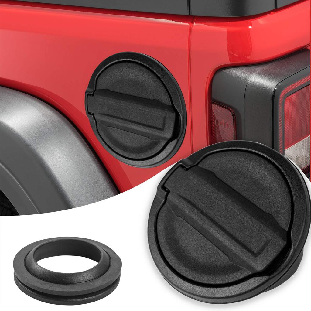 Black Metal + ABS Fuel Door Gas Cap Lid Cover For Jeep Wrangler JL 2018-2019