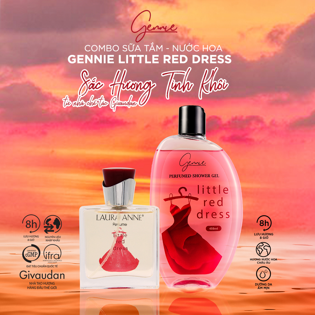 Bộ đôi Nước hoa và Sữa tắm Nữ Gennie Little Red Dress (50ml - 450ml)