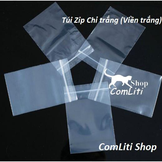 Túi Zip Chỉ Trắng (Viền Trắng) Loại Dày Size To Size Nhỏ