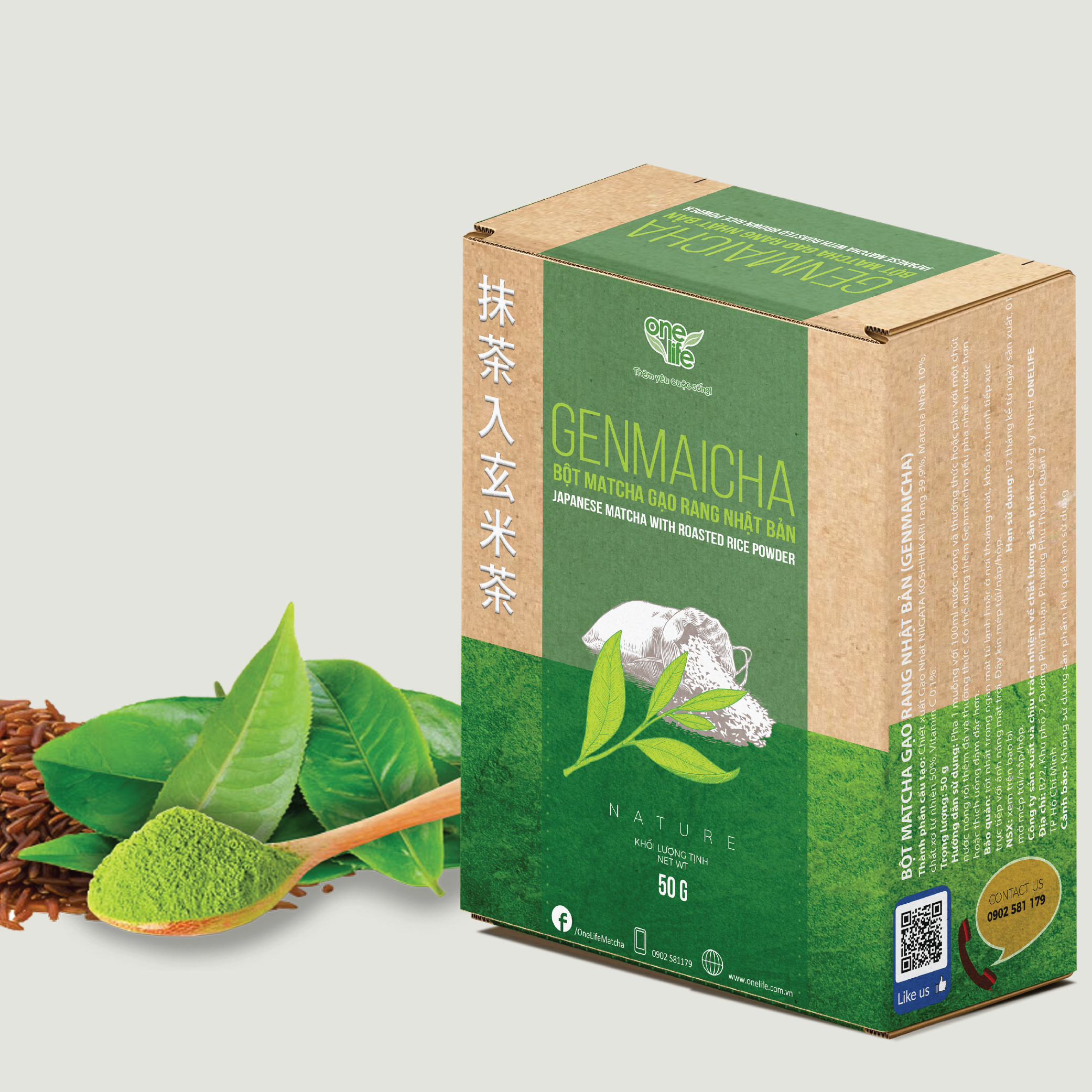 Genmaicha – Bột Matcha Gạo Rang Nhật Bản Cao Cấp OneLife - Hộp 50 gr