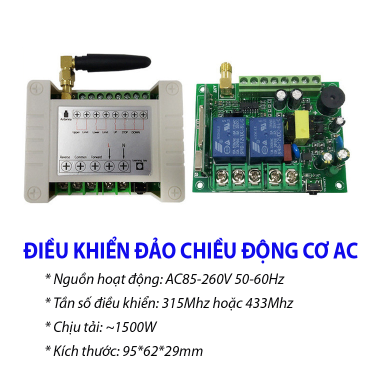 Công tắc điều khiển đảo chiều động cơ AC85-260V có hành trình V5_Tần số 433Mhz