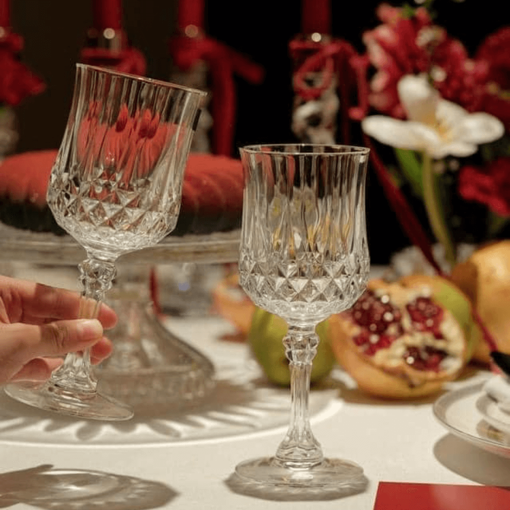 Set 4 Ly vang Longchamp Cristal d'Arques Paris 250ml Hàng chính hãng