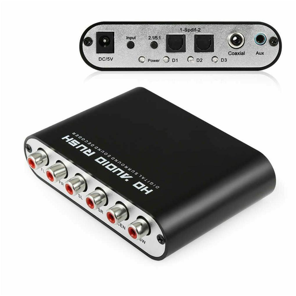 5 1 CH Bộ Giải Mã Âm Thanh SPDIF Đồng Trục Sang RCA DTS AC3 Quang Bộ Khuếch Đại Kỹ Thuật Số Bộ Khuếch Đại Chuyển Đổi Analog Âm Thanh HD Rush Phích Cắm EU Mỹ