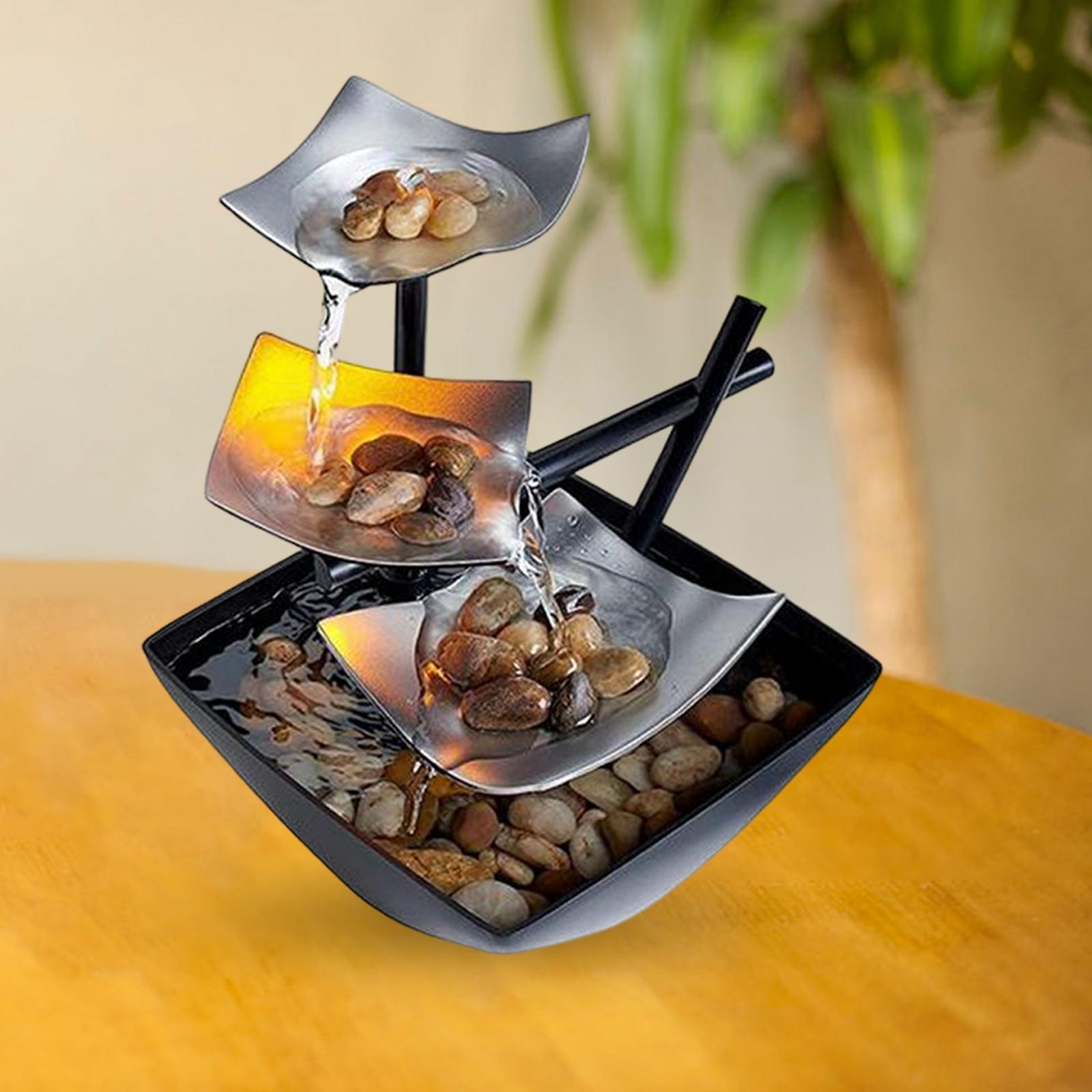 Relaxation Tabletop Fountain USB Powered with Pump Rocks for Feng Shui Decor