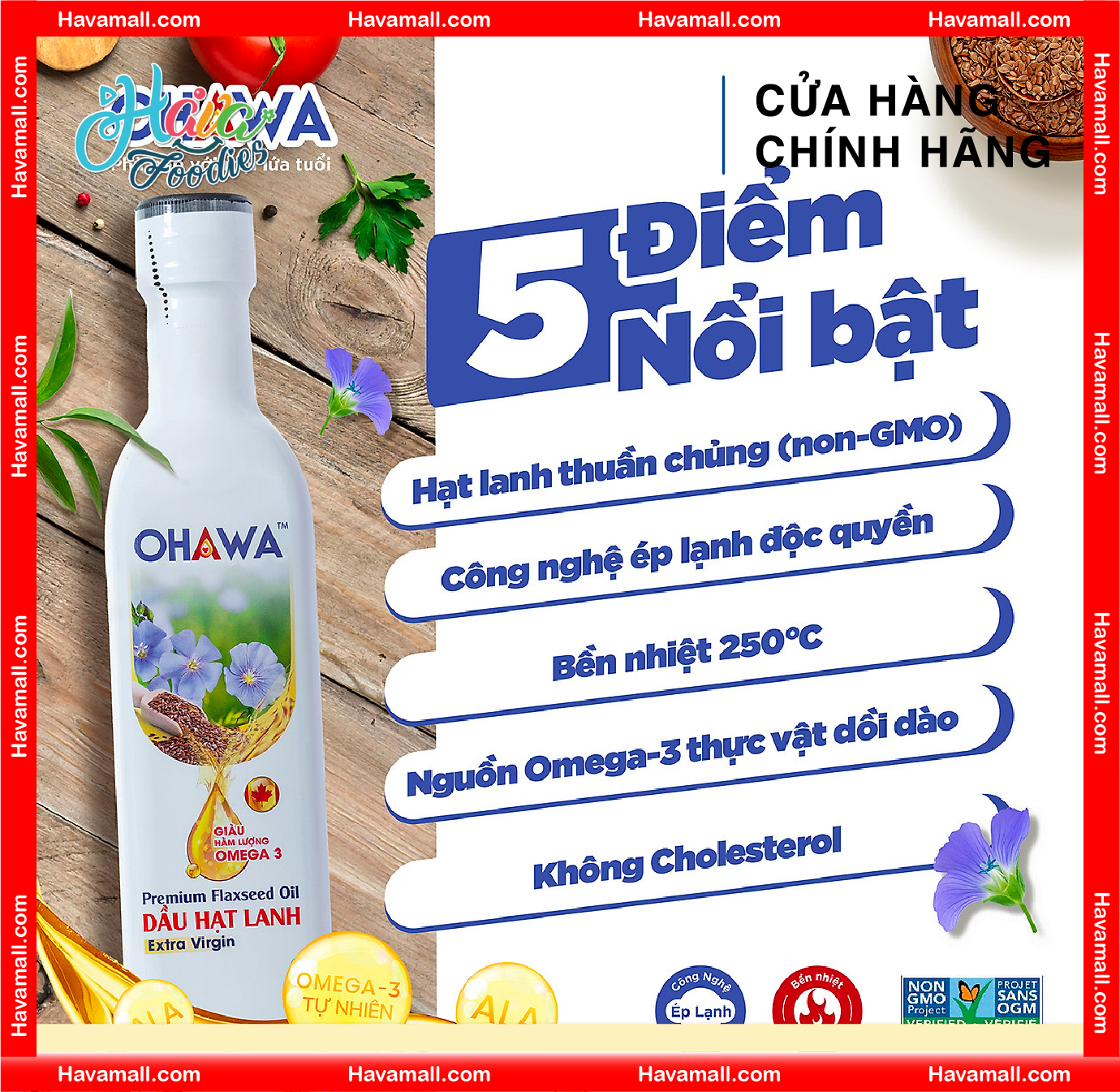 Dầu Hạt Lanh Ép Lạnh Ohawa 250Ml