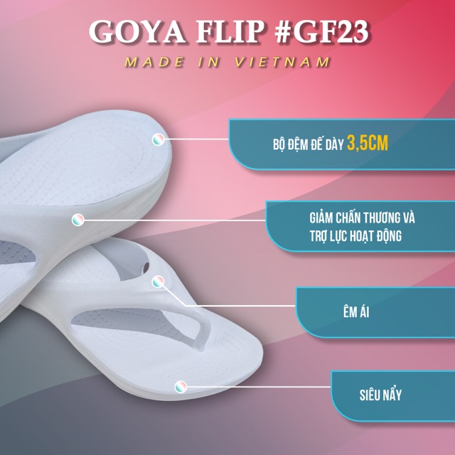 [HOT] Dép Thể thao chạy bộ Goya Flip GF23 - Màu Trắng