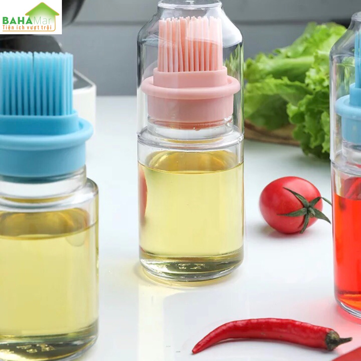 BÌNH GẮN CỌ SILICONE PHẾT DẦU NƯỚNG "BAHAMAR" có thể đổ đầy bình với dầu, nước sốt, ...để phết lên cho bánh ngọt, thịt và rau củ…