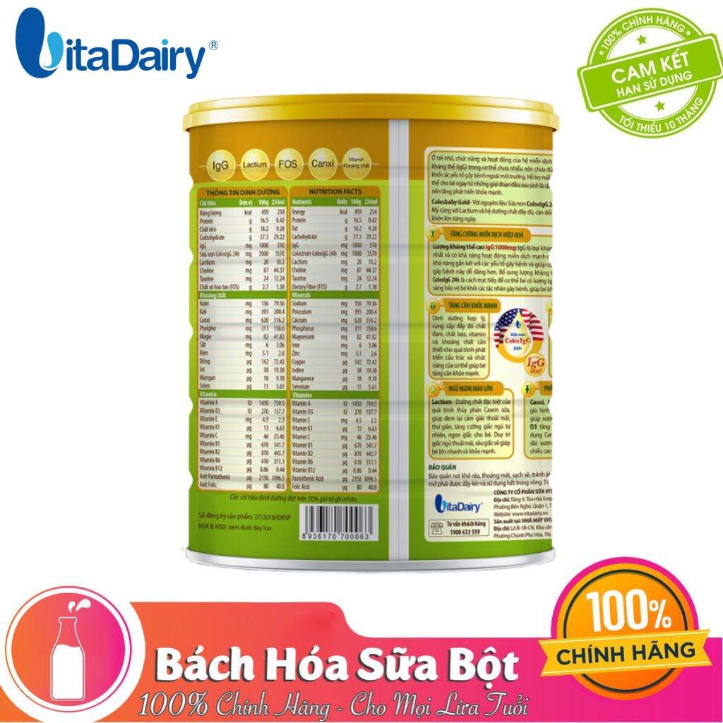 Sữa bột ColosBaby Gold 1+ /Lon 800g