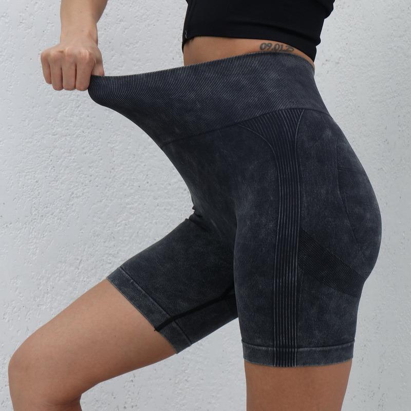 Cao vòng eo phụ nữ thể thao quần short thể thao thể thao tập thể dục thể dục tập thể dục quần áo quần áo ngắn thể thao quần short skinny thoáng khí 2023 Color: black Size: L