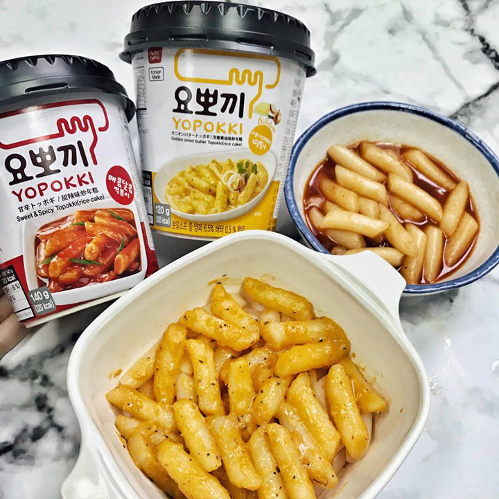 Combo 3 Cốc Bánh Gạo Hàn Quốc YOPOKKI Vị Xốt Bơ Hành