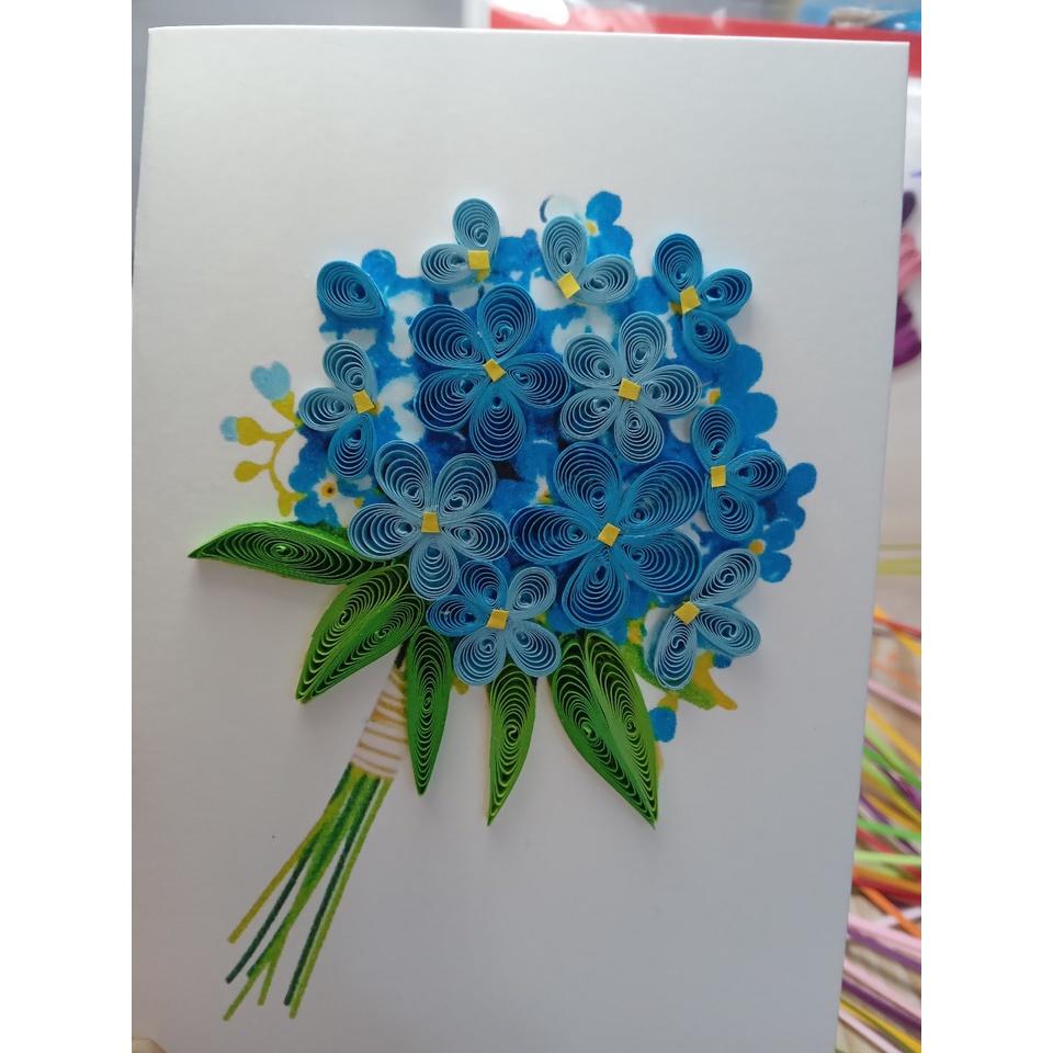 Thiệp Quilling giấy xoắn Handmade, hoa kích thước 8cmx12cm