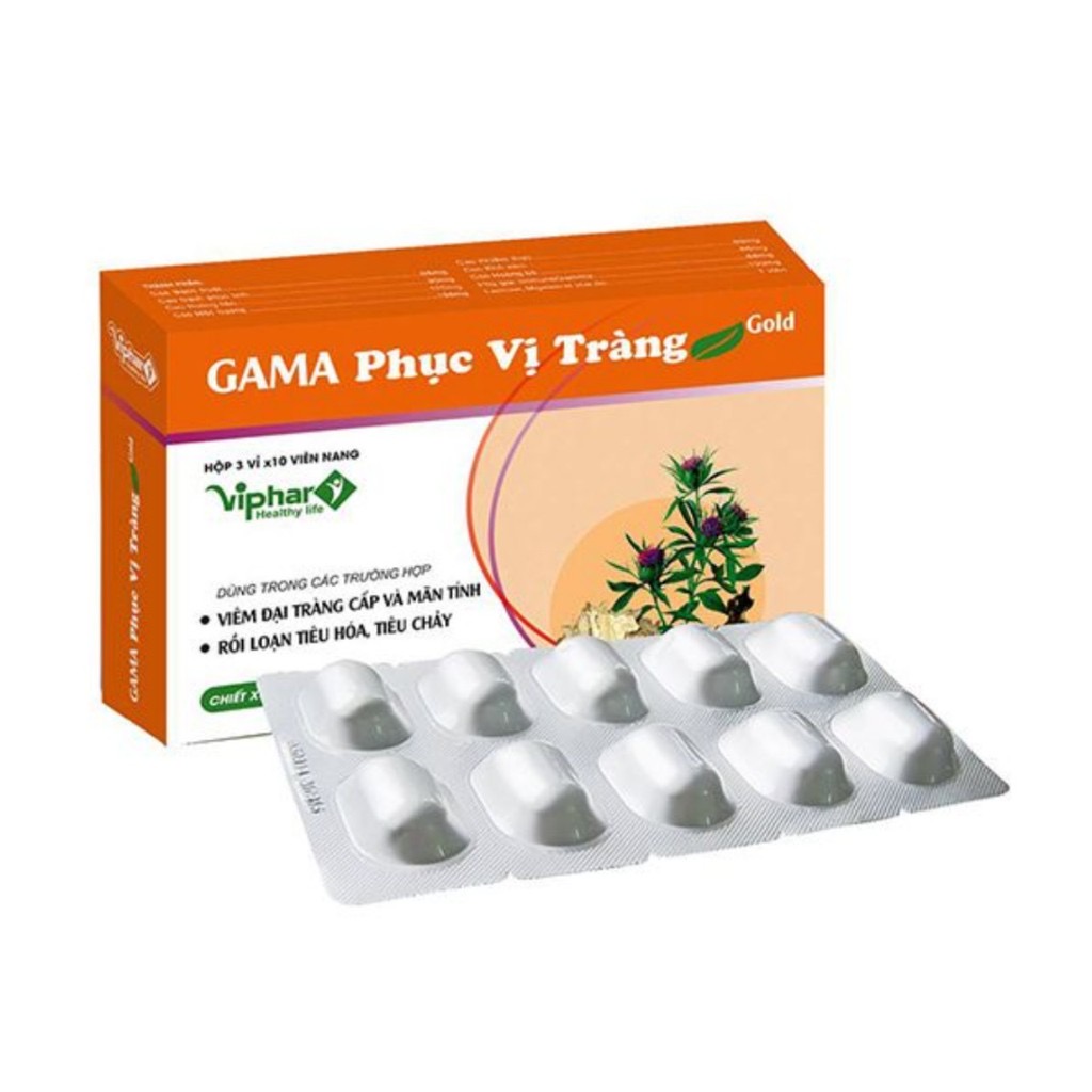 Viên Đại Tràng GAMA PHỤC VỊ TRÀNG Gold Vinaphar - Hộp 30 Viên - Tăng Cường Tiêu Hóa
