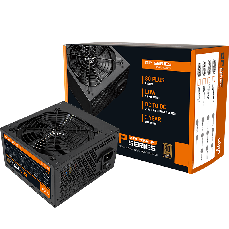 BỘ NGUỒN MÁY TÍNH AIGO MODEL GP750 CÔNG SUẤT 750W, APFC, DC TO DC 80 PLUS BRONZE - Hàng chính hãng