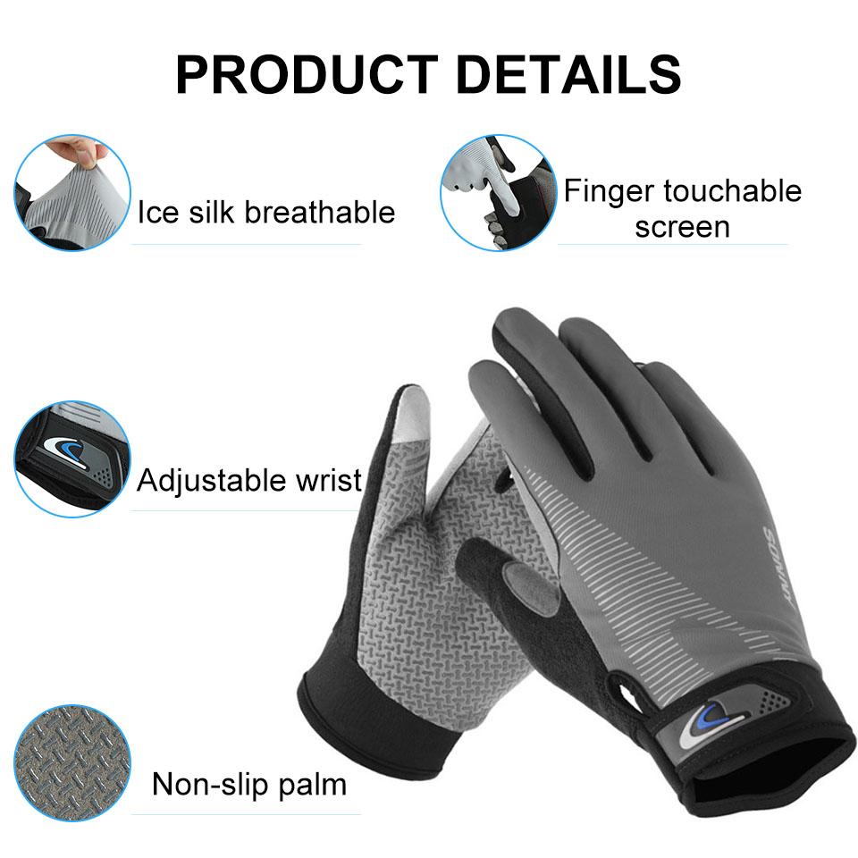 Mùa Hè Ice Silk Chống Trơn Trượt Găng Tay Xe Đạp Nam Nữ Thoáng Khí Màn Hình Cảm Ứng Chống Tia UV Thể Thao Ngoài Trời Xe Đạp Chạy Xe Đạp Găng Tay Color: C Gray