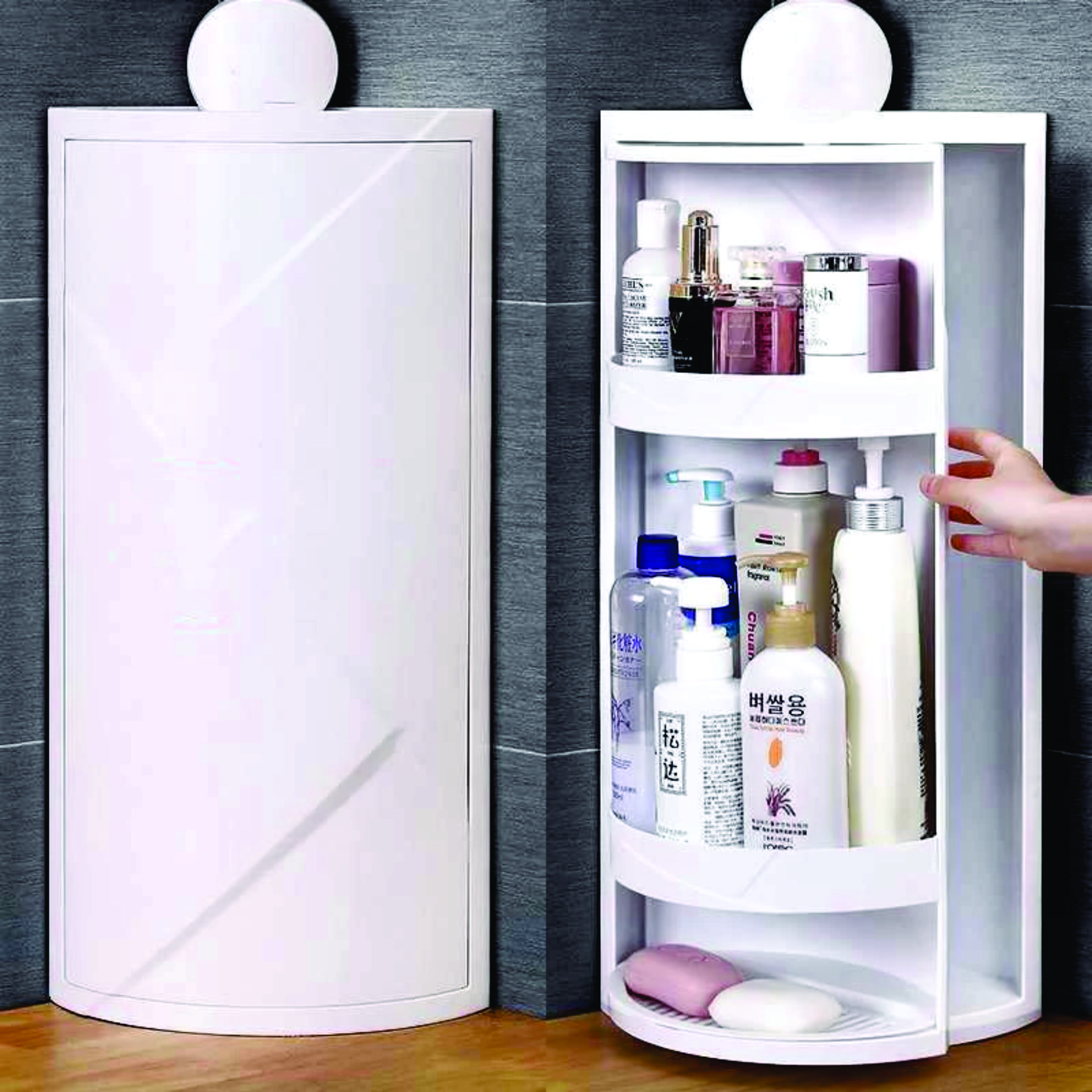 Kệ Góc Xoay 360 Độ Dành Cho Nhà Tắm, Nhà Bếp, Bàn Trang Điểm Bằng Nhựa PP cao cấp chắc chắn