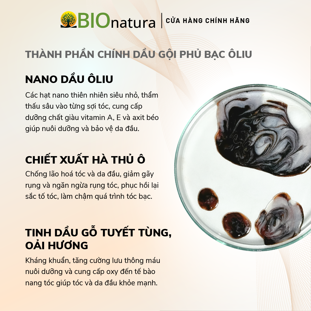 Dầu Gội Phủ Bạc Ôliu BIOnatura - Gội Phủ Đen - 200ml