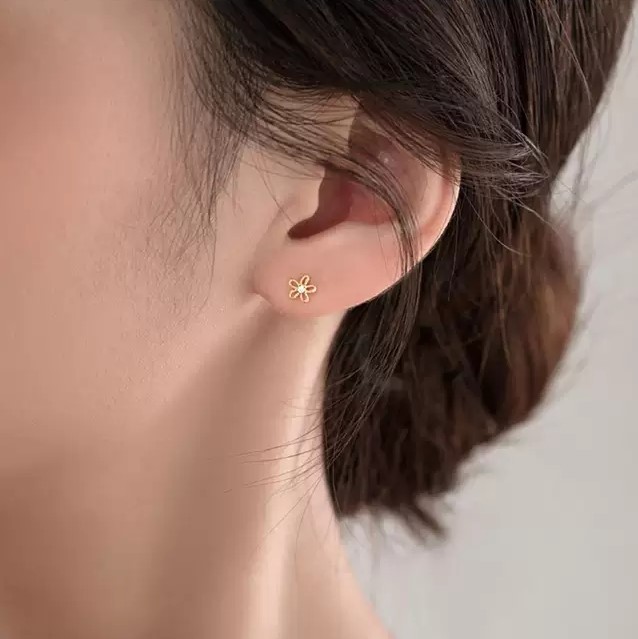 Khuyên Tai Bạc Nhí Hóa 5 Cánh B2611 - Bảo Ngọc Jewelry