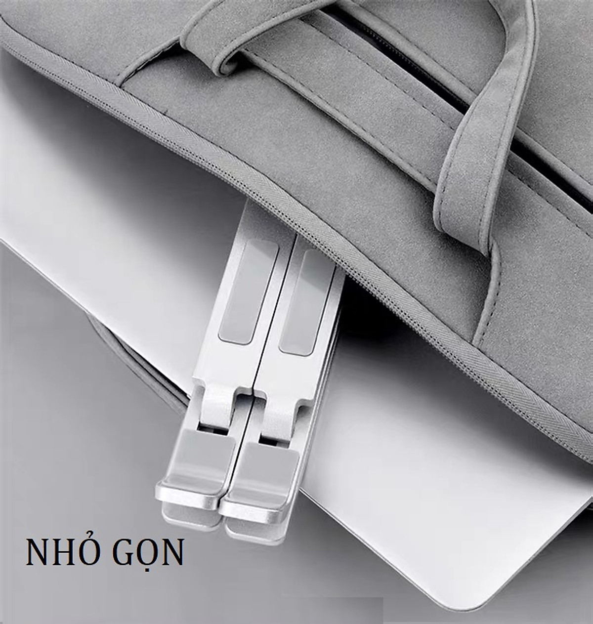 Giá đỡ laptop nhôm màu đen N8, thiết kế thông minh 2 tầng điều chỉnh độ cao, gấp gọn và tản nhiệt cho Laptop, Surface, Ipad, Macbook