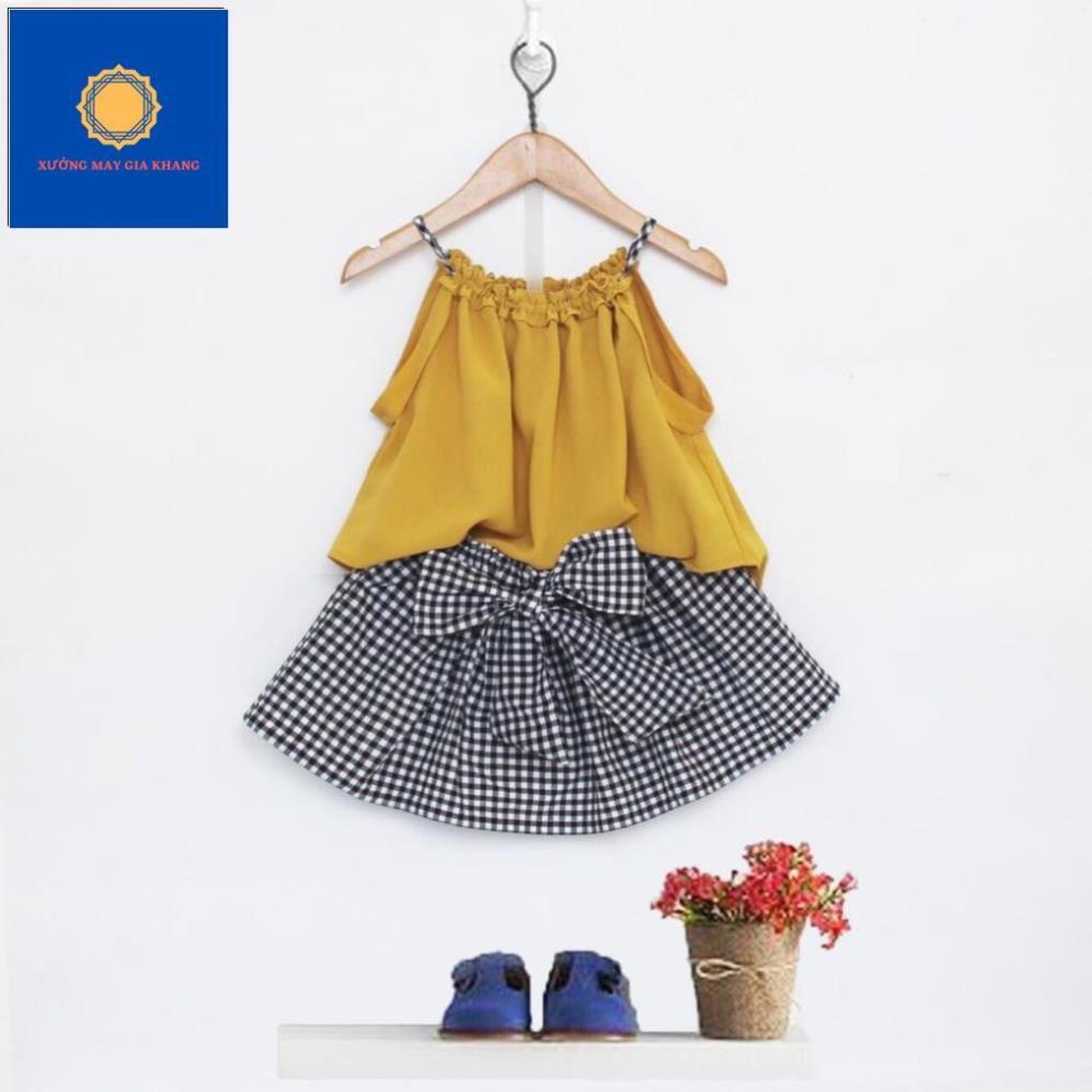 Set Áo + váy caro thời trang, sành điệu cho bé gái - Xưởng may - Gia Khang.