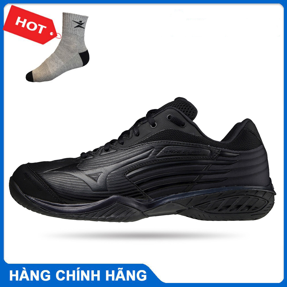 Giày cầu lông chính hãng Mizuno Wave Claw Pro 71GA220004 mẫu mới màu đen-tặng tất thể thao bendu