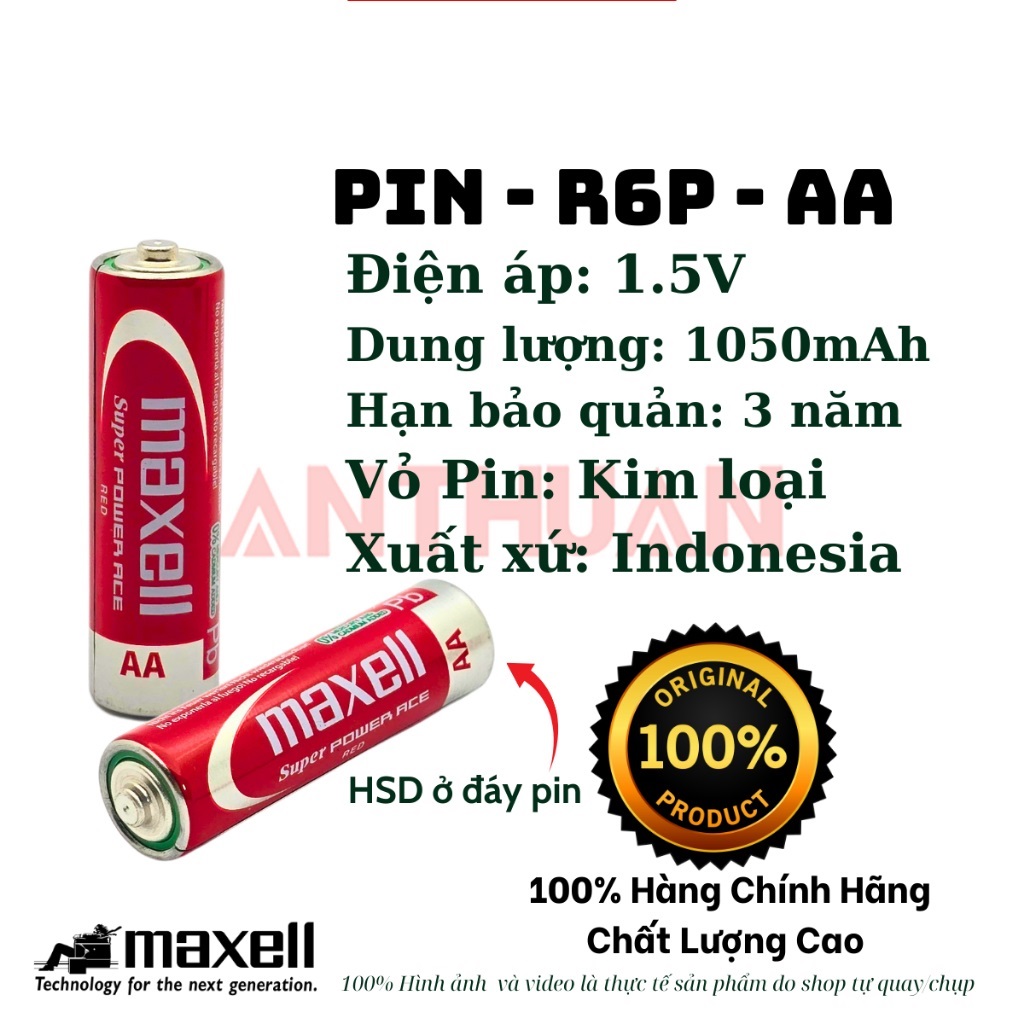 Pin tiểu Maxell AA Chất Lượng Cao, Siêu Bền dùng cho các thiết bi điện tử gia dụng - Hàng chính hãng