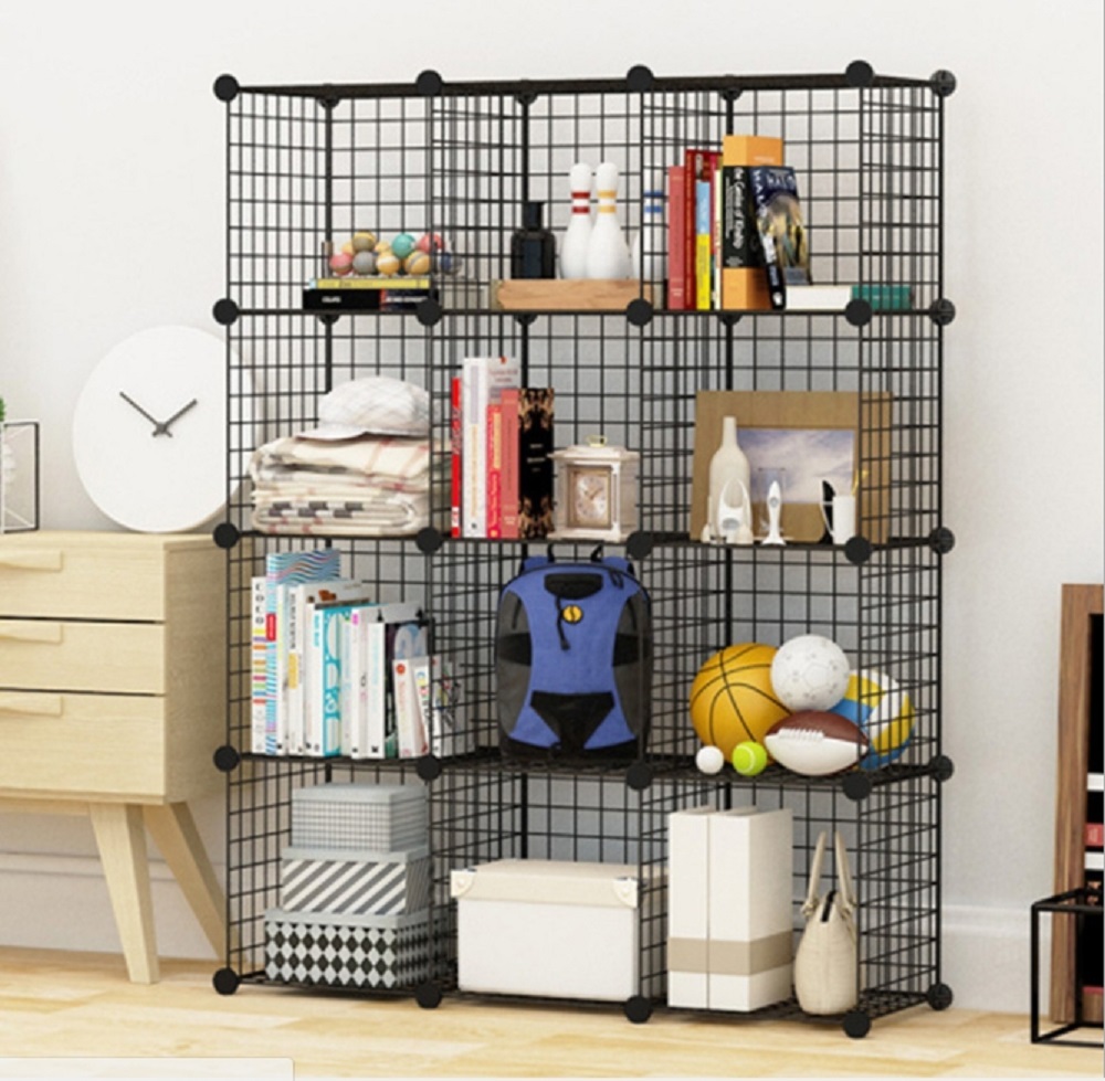 KỆ TỦ LẮP GHÉP LƯỚI SẮT 12 NGĂN - TRẮNG