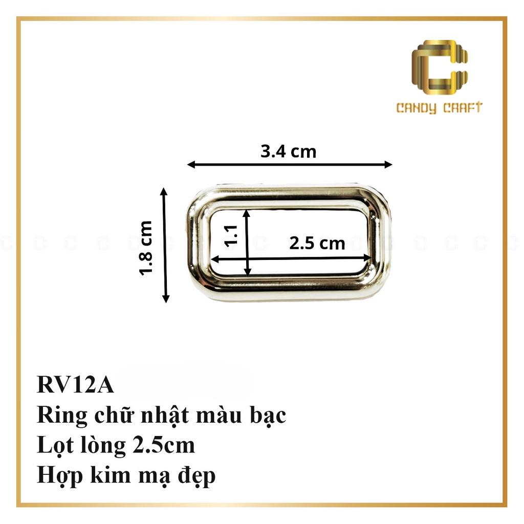 Khoen vuông chữ nhật màu Bạc - 2 cái 2.5cm 12A