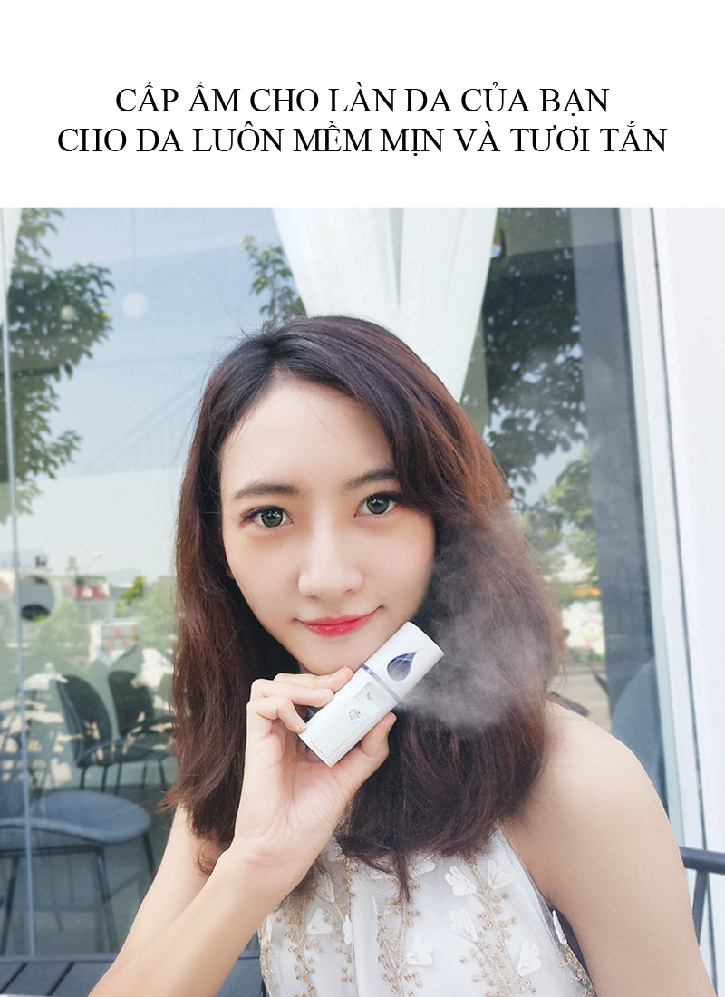 Máy Phun Sương Cầm Tay, Máy Tạo Độ Ẩm Mini, Xông Hơi Mặt Giữ Ẩm Cho Da Nano Dành Cho Nữ, - Nhỏ Gọn, Tiện Dụng, Dung Tích 20 Ml, Sạc USB Di Động (Hàng Chính Hãng)