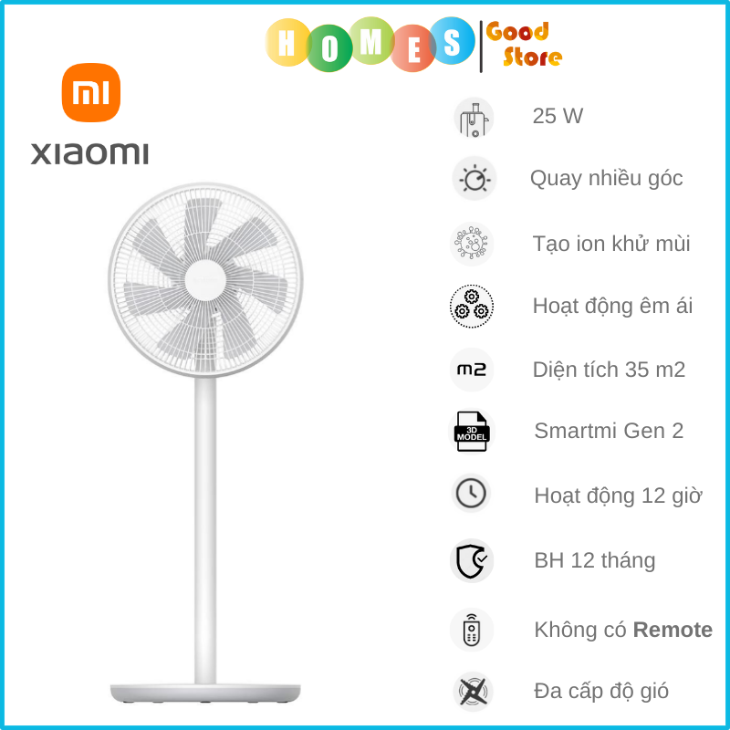 Quạt Đứng Thông Minh XIAOMI Smartmi Gen 3 Pro/ Smartmi Gen 2S/ Smartmi Gen 2 Lite Tốc Độ Gió Quạt Siêu Êm, Kết Nối App Mihome - Hàng Chính Hãng