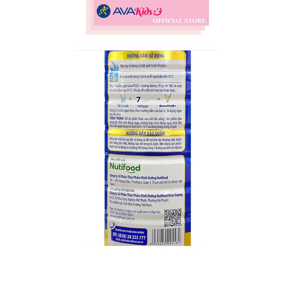Sữa bột Nutifood GrowPLUS+ xanh hương vani 1.5 kg (từ 1 tuổi) giúp tăng cân