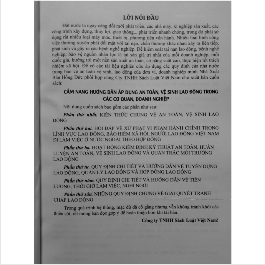 Sách Cẩm Nang Hướng Dẫn Áp Dụng An Toàn Vệ Sinh Lao Động Trong Các Cơ Quan, Doanh Nghiệp - V2272T