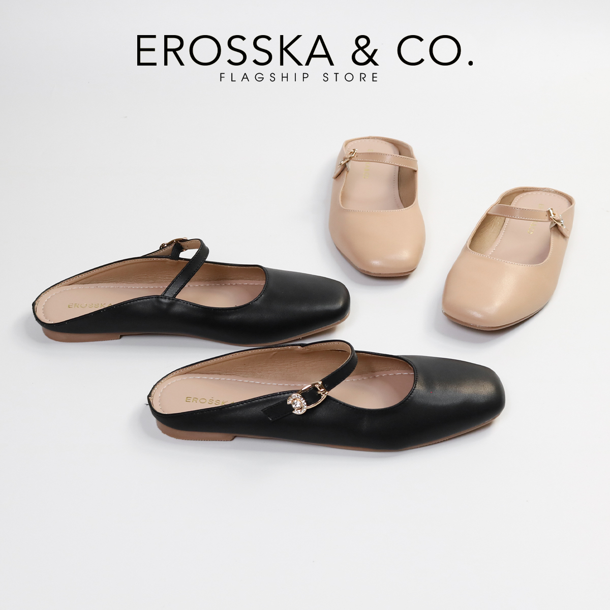 Erosska - Giày nữ đế bệt quai ngang phong cách thanh lịch - EF021