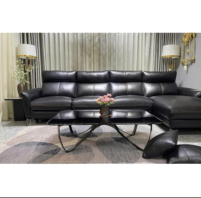 Combo ghế sofa chỉnh điện góc L và ghế đơn 100% da bò Italy Tundo màu đen – SFDLCT30 3m3 x 1m7 hàng cao cấp chuẩn da bò nhập khẩu Ý