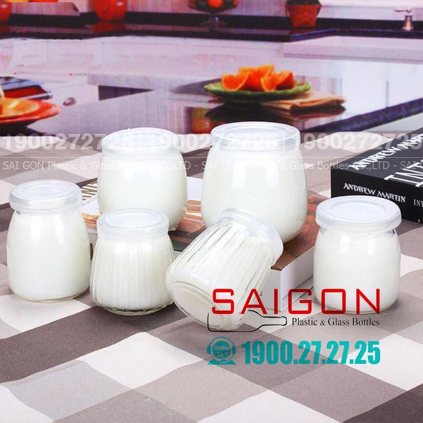 Combo 06 Hũ Sữa Chua Thủy Tinh 100ml , 200ml Nắp Nhựa