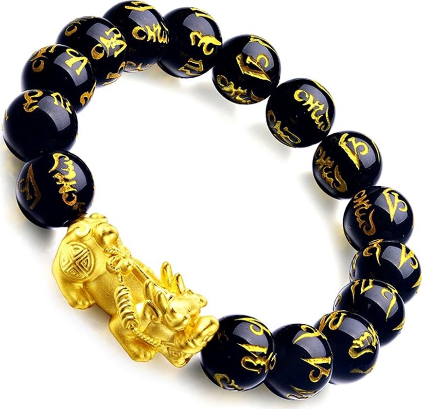 Gembank Lắc mạng thủy opal đen tỳ hưu bạc ma vàng 24K