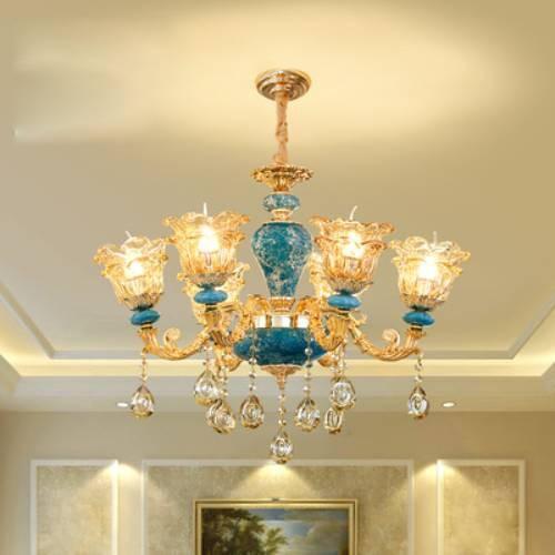 Đèn chùm trang trí ROYA phong cách Châu Âu hiện đại sang trọng loại 6,8,15 tay - Tặng kèm bóng LED đầy đủ