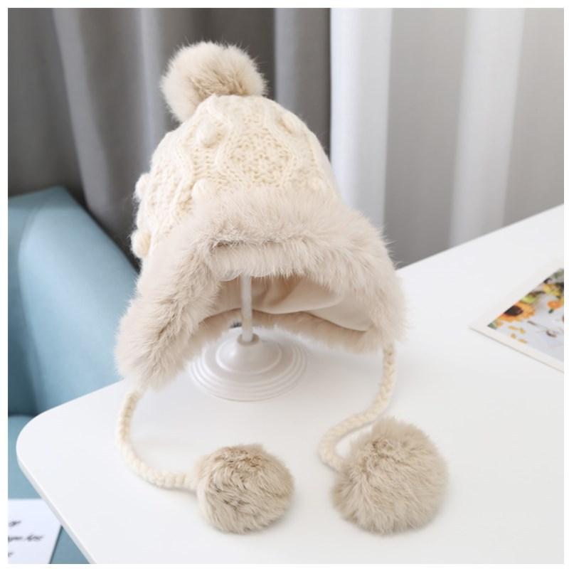 Mùa Đông Ấm Áp Cho Bé Xinh Xắn Sang Trọng Tai Trẻ Em Bé Gái Bé Trai Bonnet Nón Màu Dày Trẻ Sơ Sinh Cho Bé Bò Nón Cho Bé đan Nón Lưỡi Trai Trẻ Em