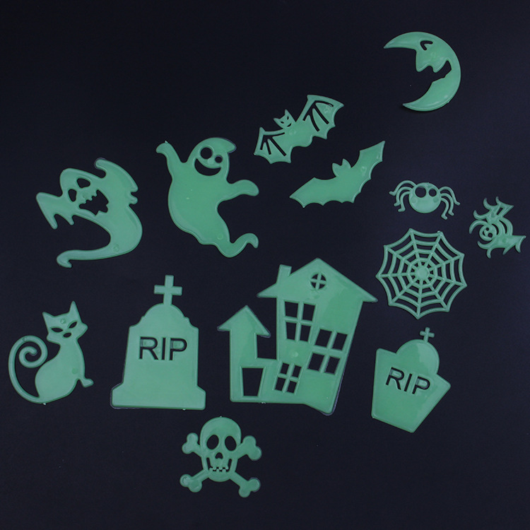Bộ Hình Dán Dạ Quang Halloween – Hình Ma Quái, Bí Ngô, Phù Thủy, Phát Sáng Trong Bóng Tối