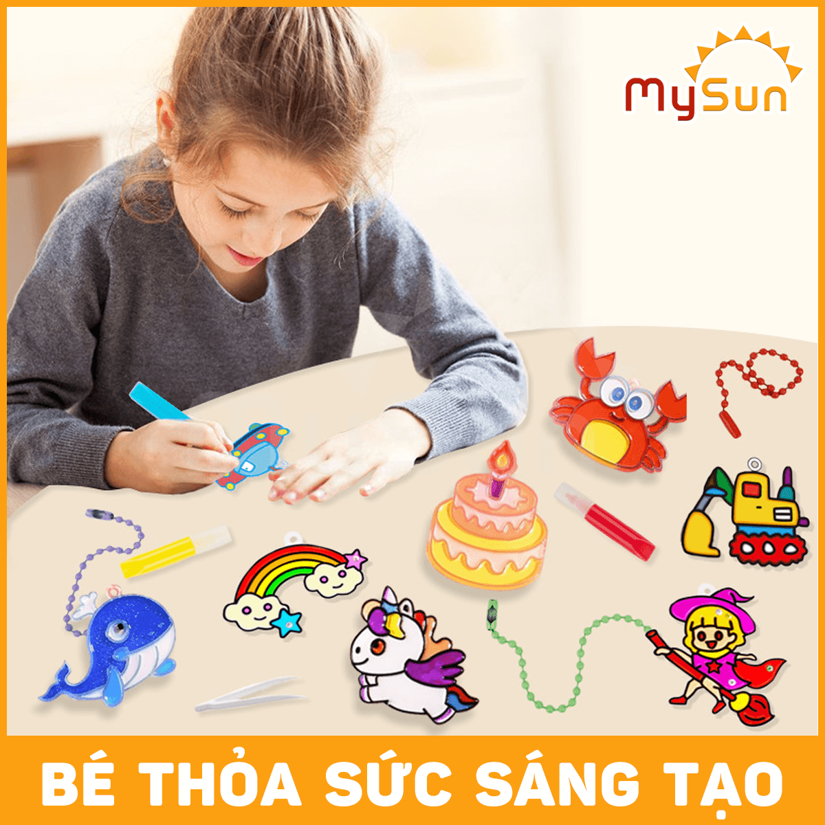 Sticker nổi 3D giá rẻ hoạt hình dễ thương tự làm thiết kế dẻo mini làm móc khóa treo cặp balo, xe máy MySun