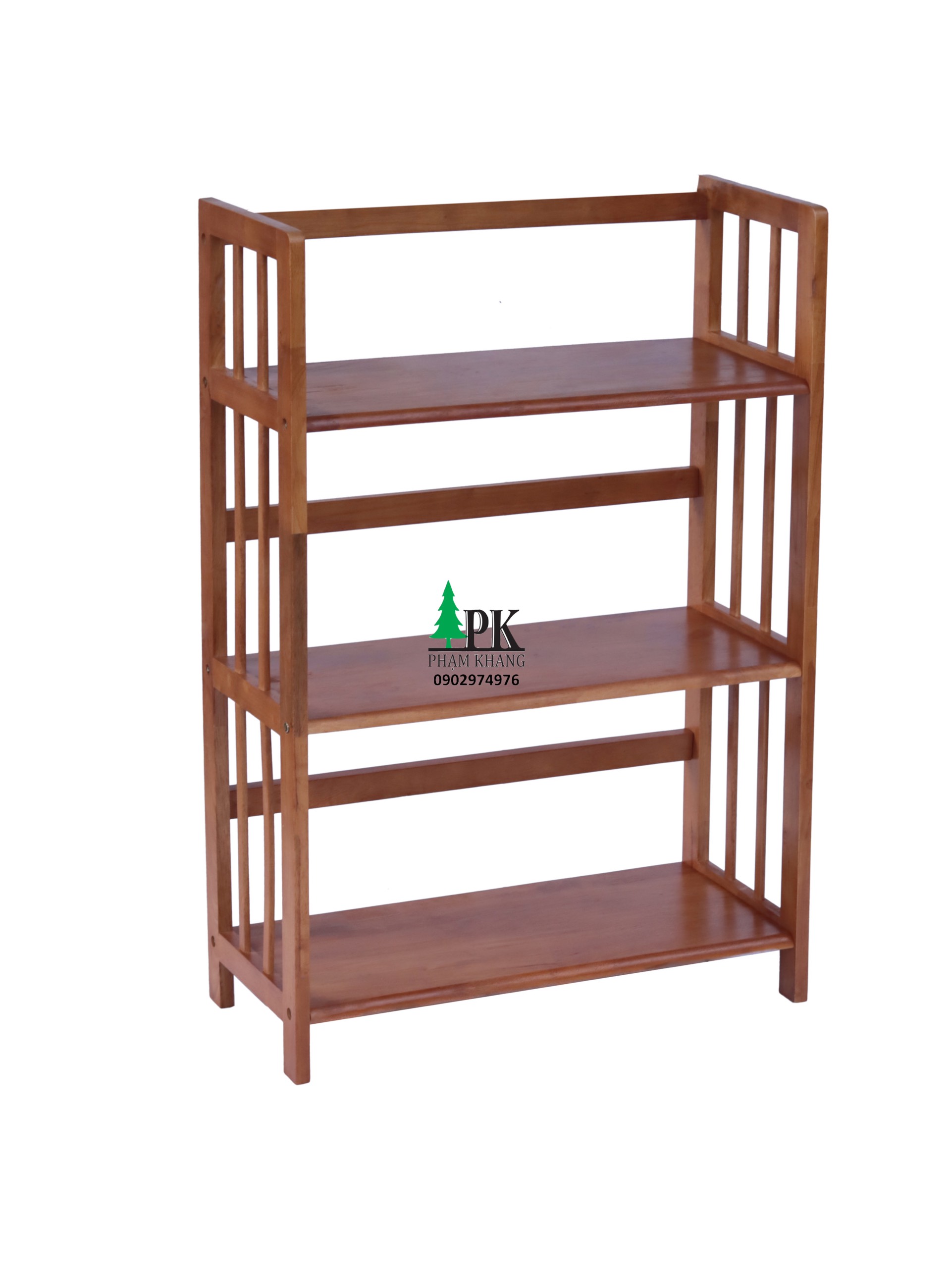 Kệ sách gỗ Phạm Khang 3 tầng rộng 64cm màu vàng cherry