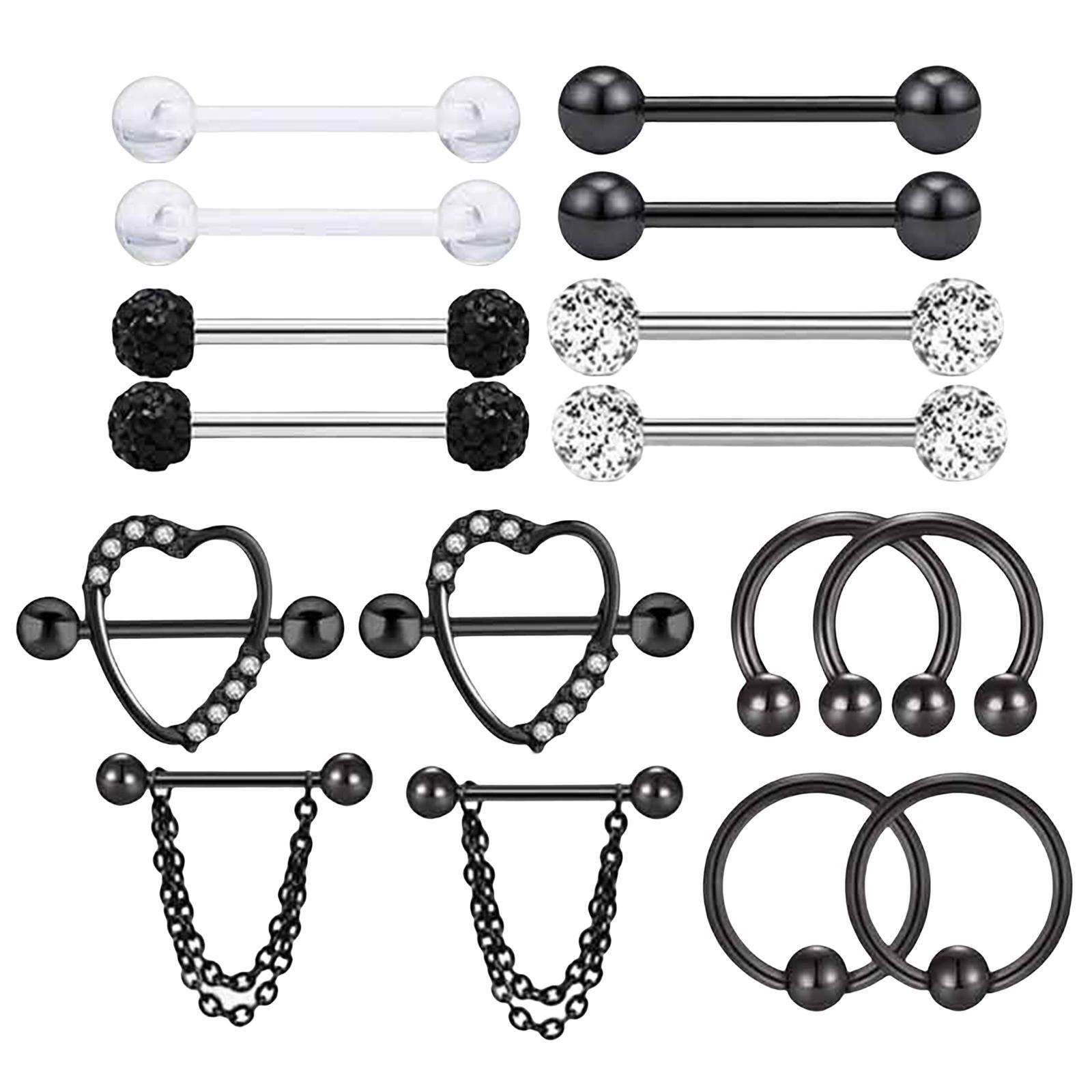 8 Pairs Pierced Body Jewelry Barbell Pierced Bar Stainless Steel for Women